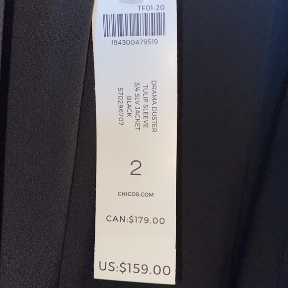 Chico’s NWT 💋Drama duster, beautiful tulip sleeves 3/4 floral duster,fully lined - Picture 3 of 9